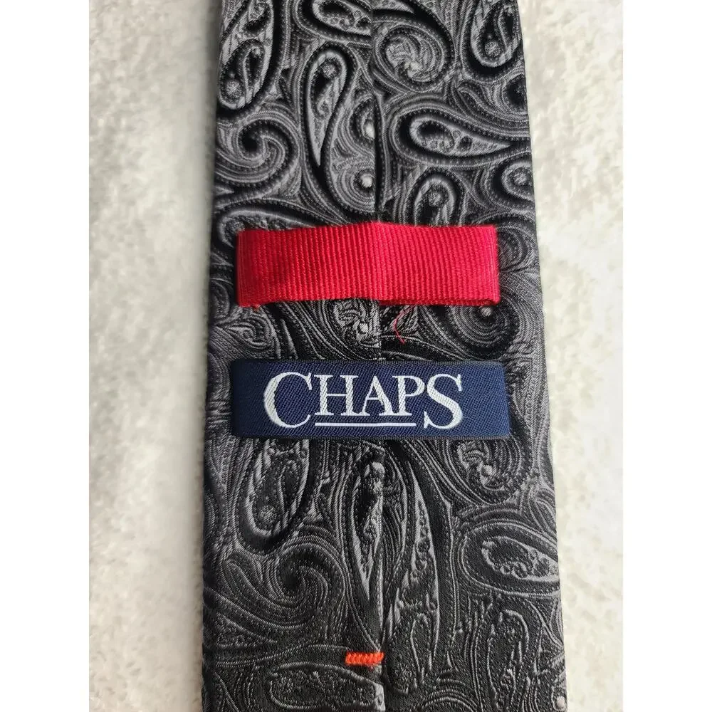 Chaps black silver paisley silk tie - 57.5